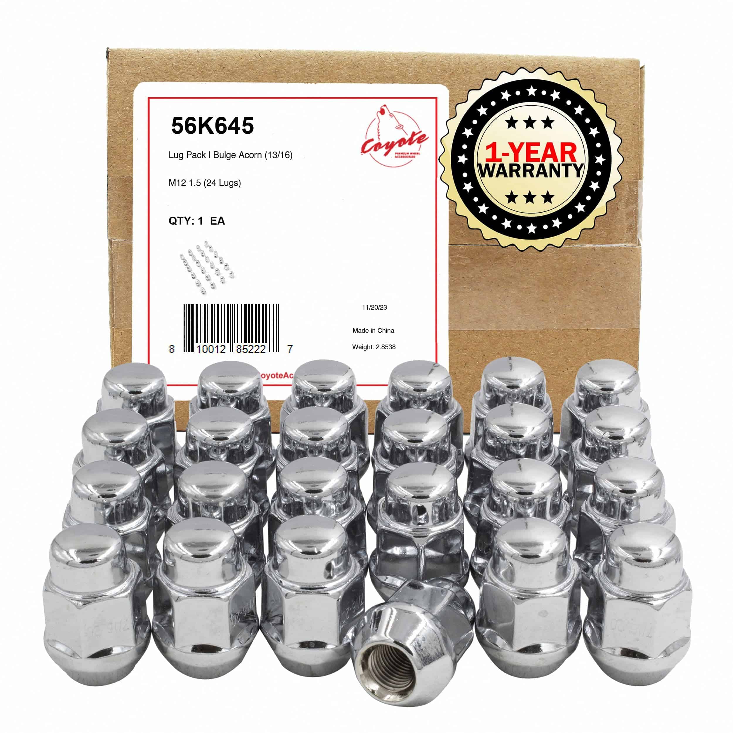 24 Pcs M12x1.5 Tuerca de Bloqueo Cónica 35mm Cromada 13/16"