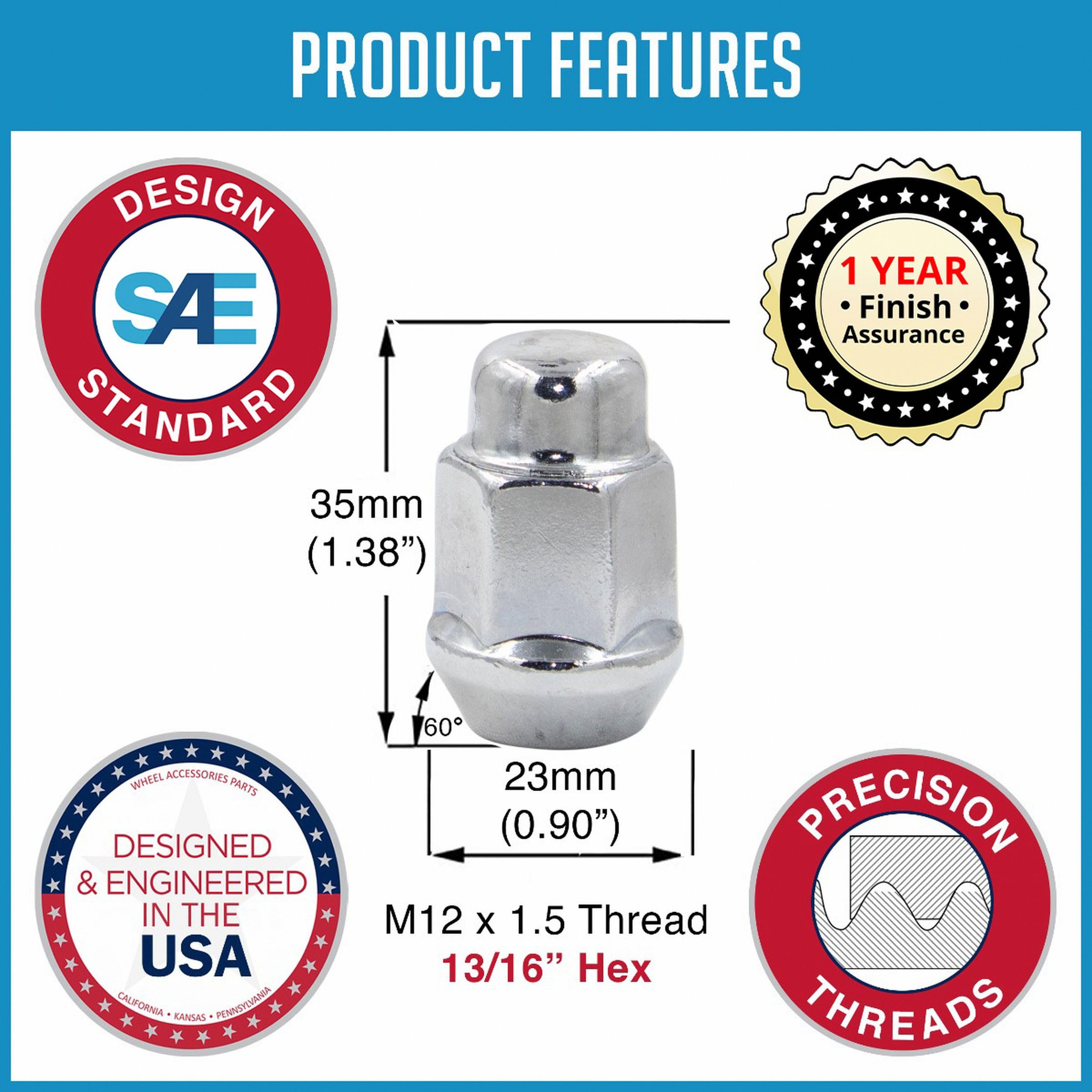24 Pcs M12x1.5 Tuerca de Bloqueo Cónica 35mm Cromada 13/16" - Imagen 5