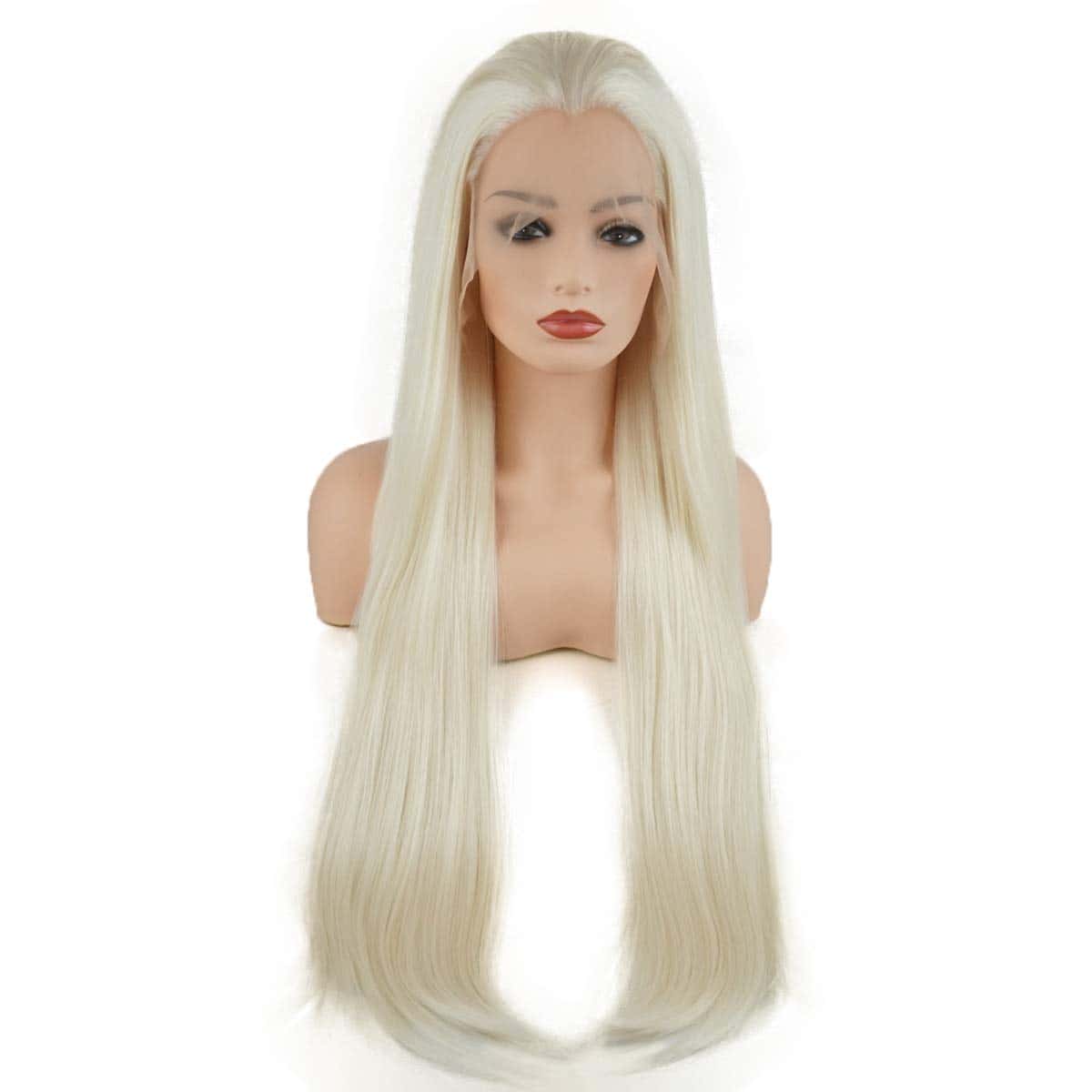 Pelucas de Encaje Sintético Realista Blanco Rubia Clara