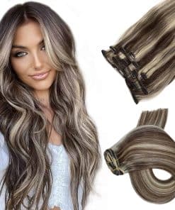 Extensiones de Cabello Clip en Cabello Humano, Marrón