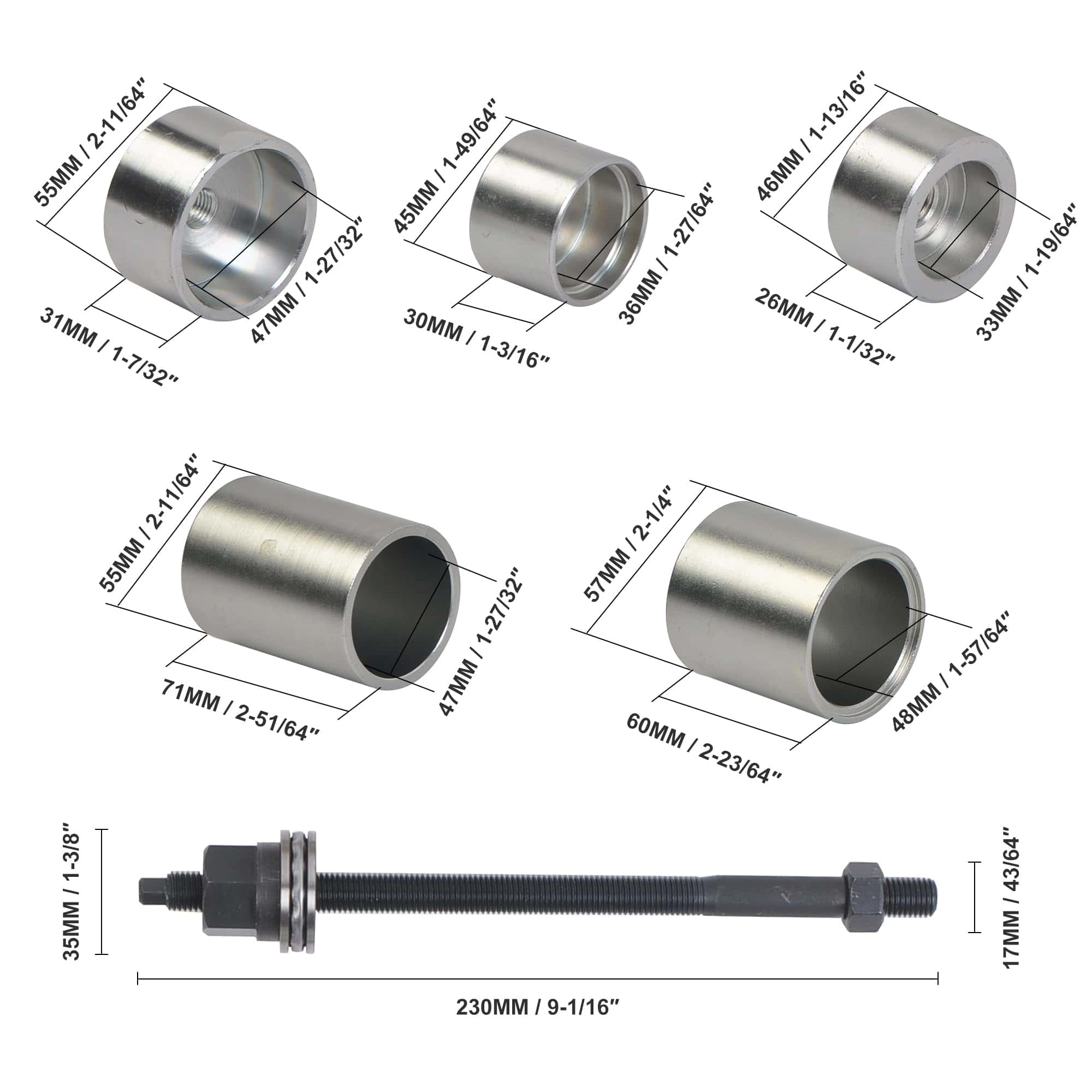 Set de herramientas para bujes de diferencial y eje WINTOOLS - Imagen 7