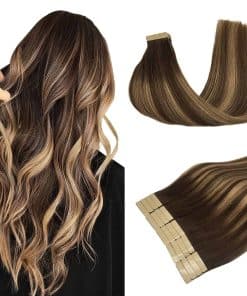 Extensiones de Cabello Humano Tape in Balayage Marrón