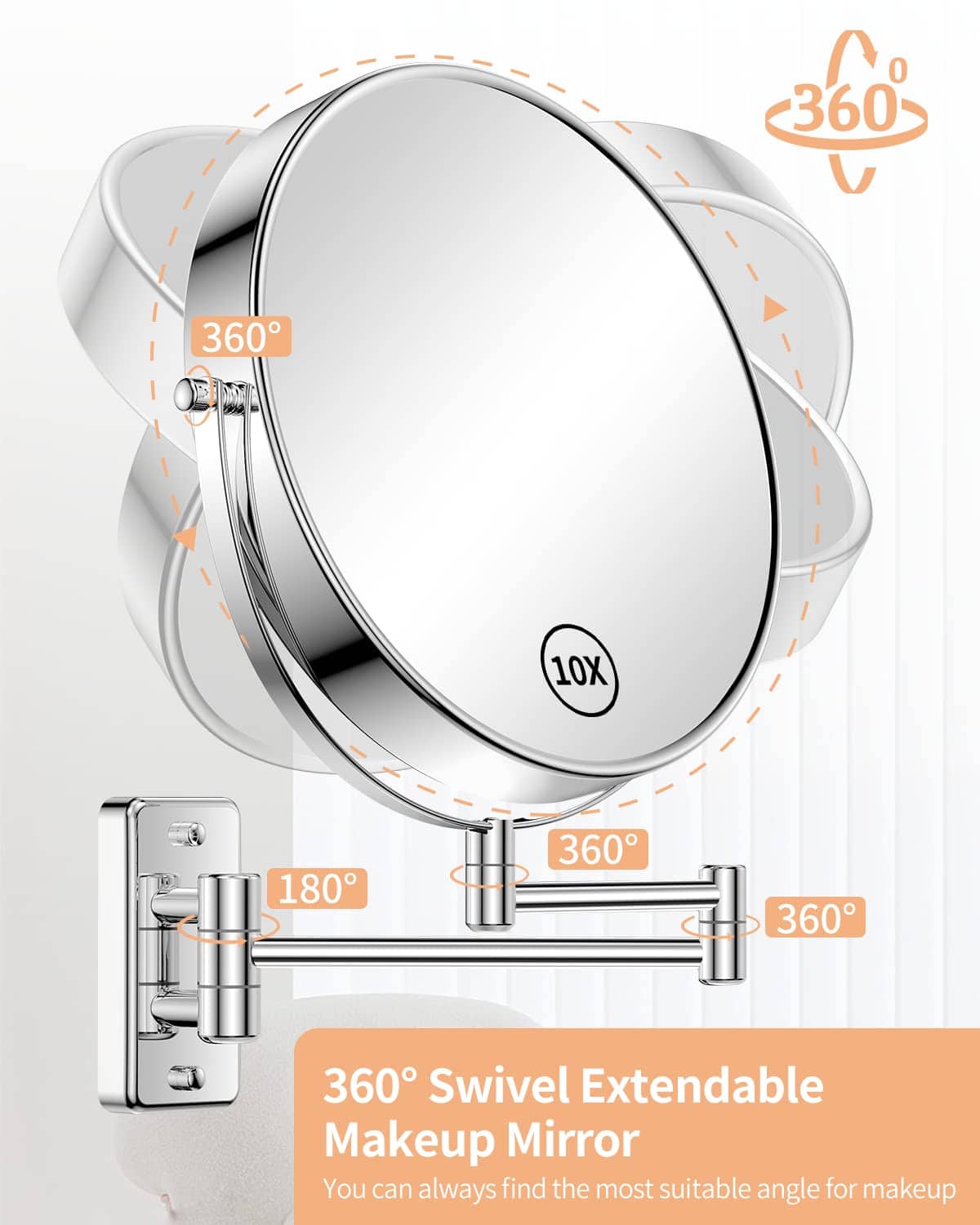 Espejo de Pared Extra Grande Gospire de 9 Pulgadas con - Imagen 5