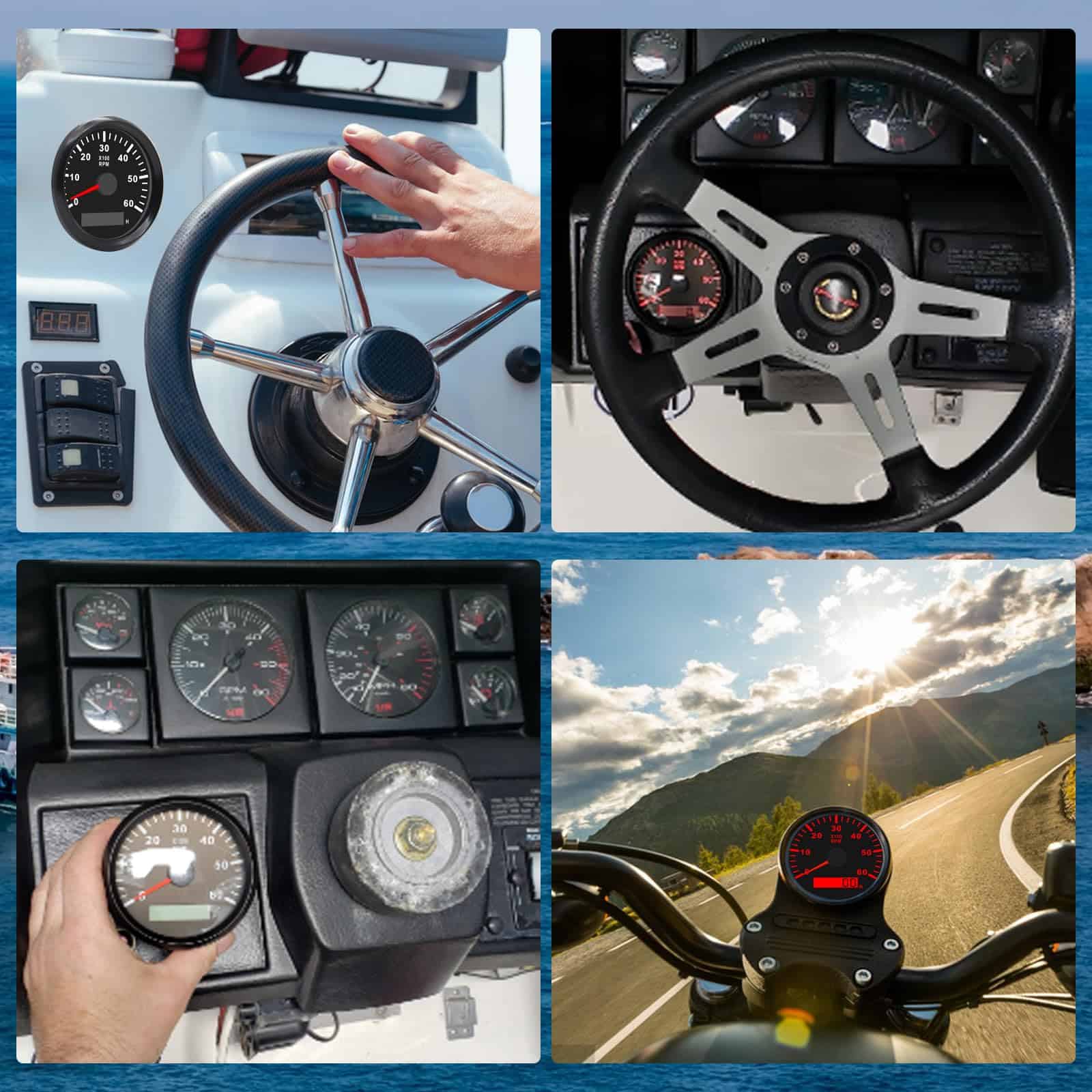 Medidor de tacómetro marino Geloo de 85 mm a prueba de agua - Imagen 7