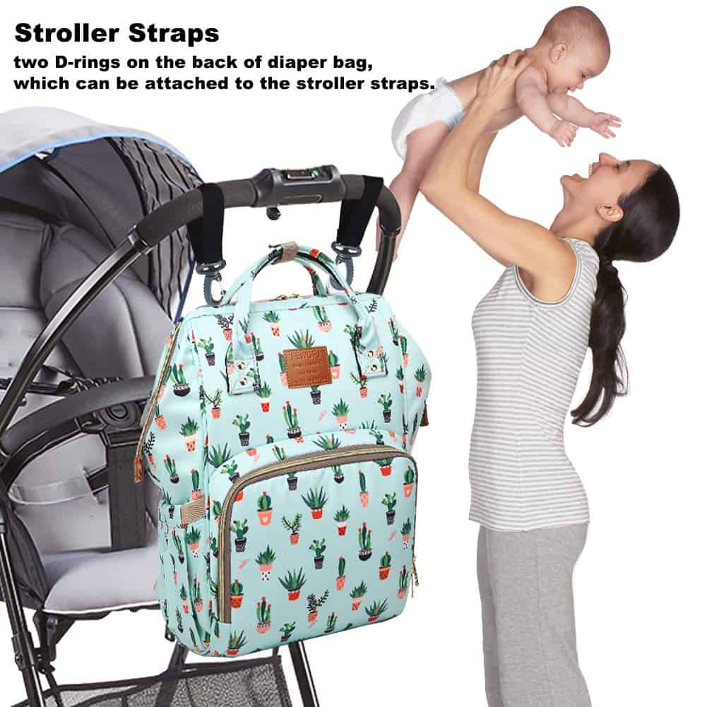 Mochila de pañales FEWOFJ con estampado de cactus, - Imagen 6