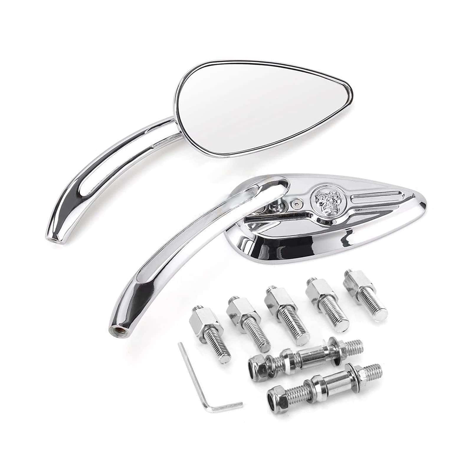 Espejos laterales cromados de lágrima con calaveras de 8