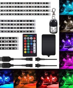 DSOW 12Pcs Motorcycle LED Light Kit RGB Motorcyle Strips