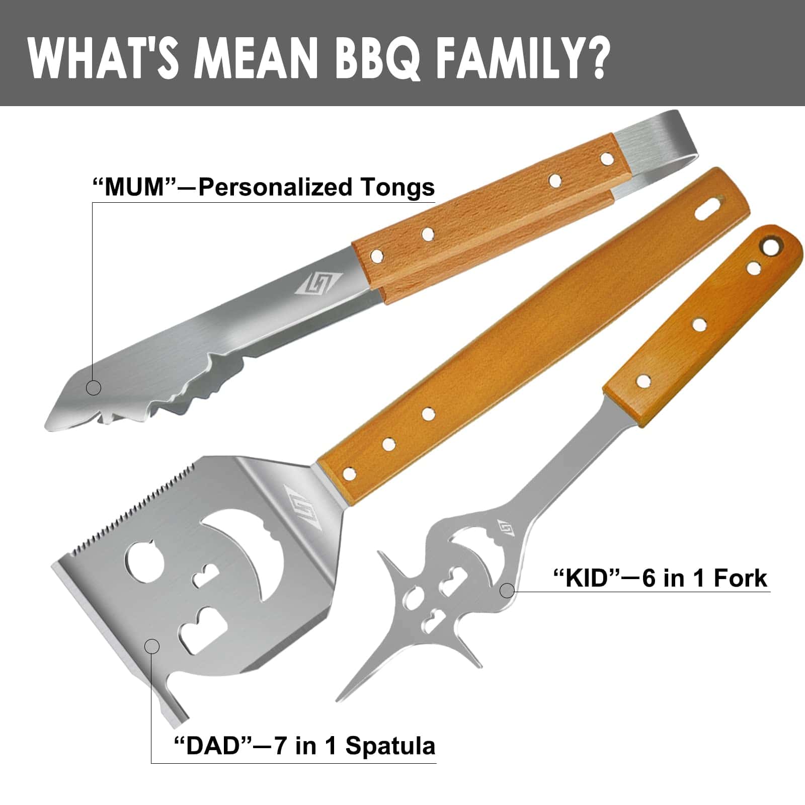 STEVEN-BULL S Juego de Herramientas para Parrilla, - Imagen 3