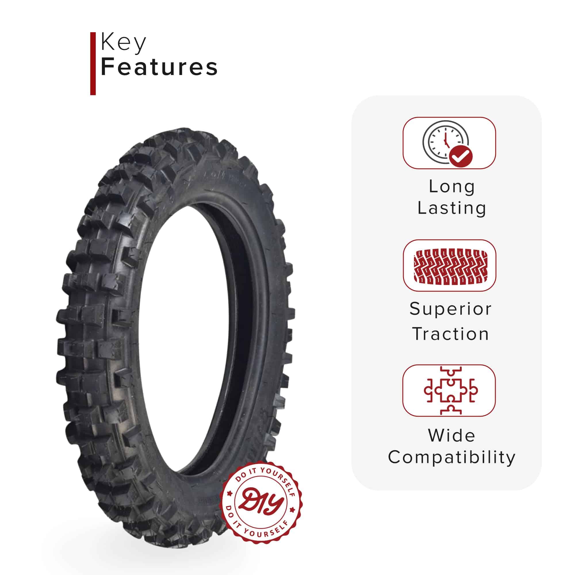 Llanta Knobby JK620 Tread 3.00-12 (80/100-12) - Compatible - Imagen 3