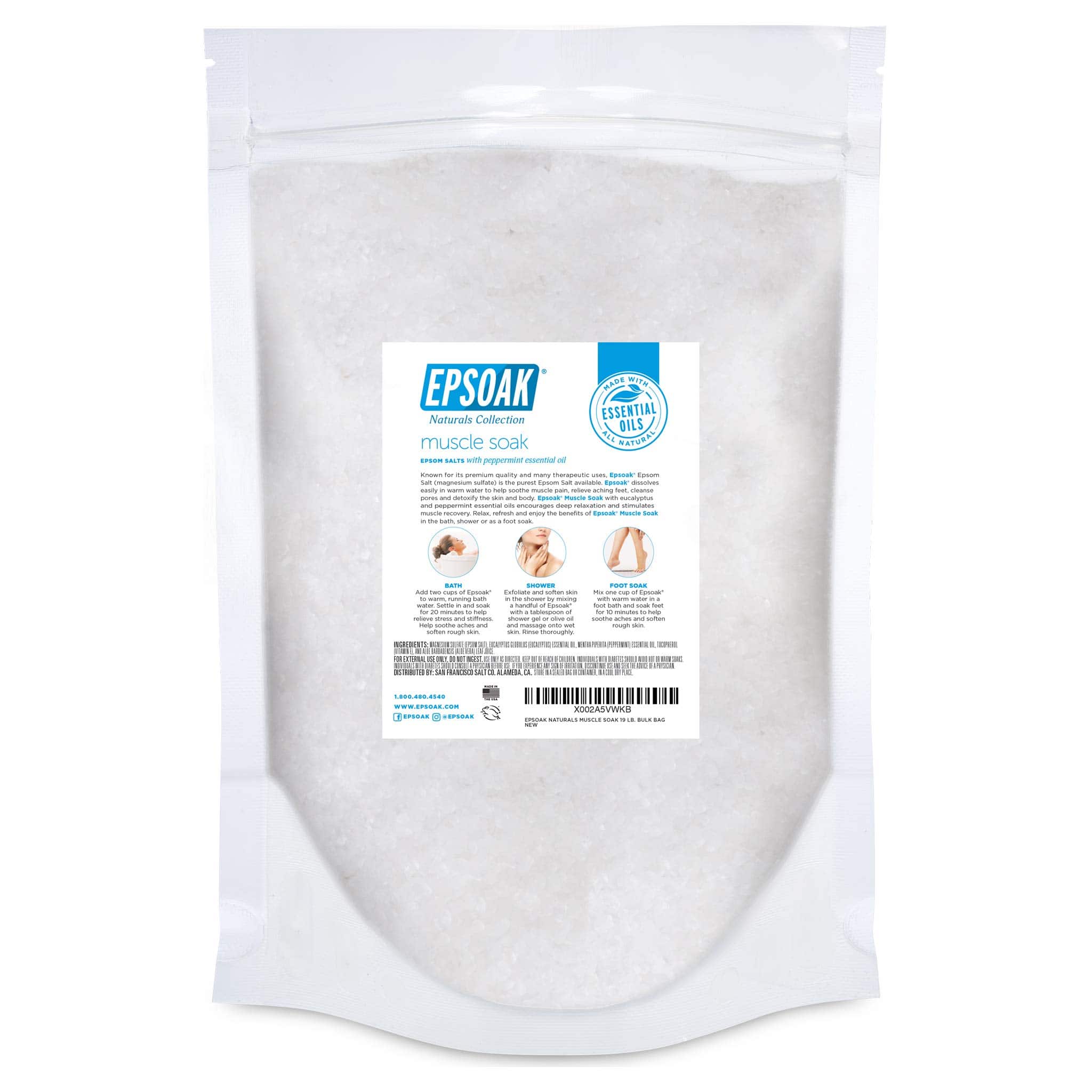 Epsoak Epsom Salt Muscle Soak 19 lbs. Bulk Bag - Imagen 4
