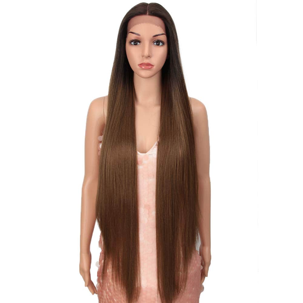Peluca Recta Larga de 38 Pulgadas con Encaje Frontal en