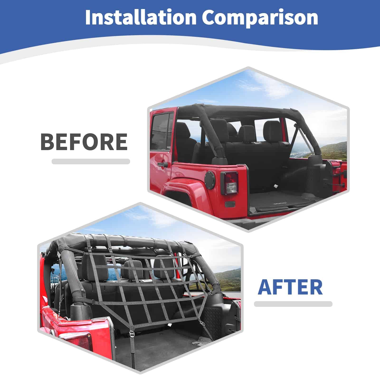 RT-TCZ para Jeep JKU Red de Carga Negra Sistema de - Imagen 3