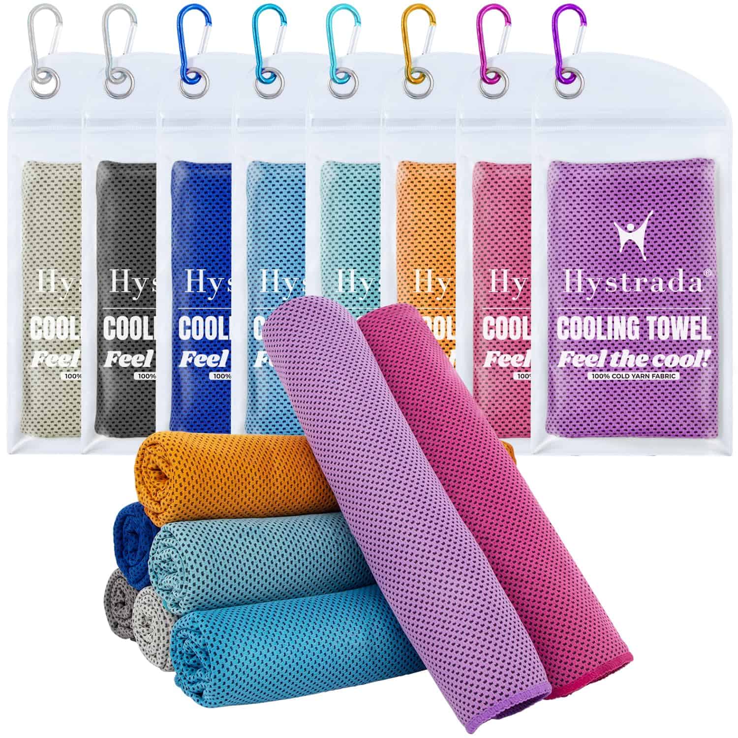 Hystrada 8 Packs Cooling Towel (40 x 12), -Lake Blue, Dark B
