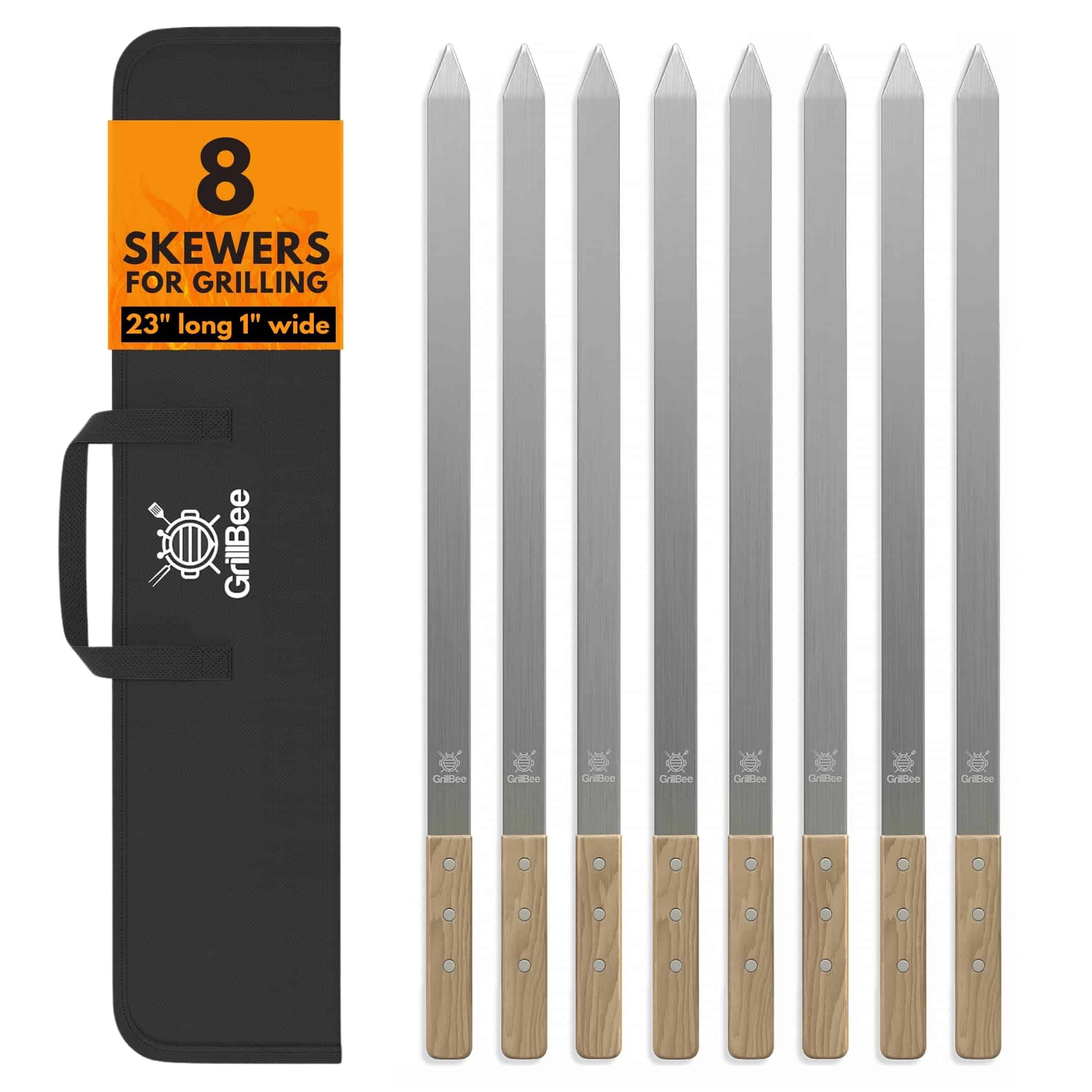 Brochetas Premium GrillBee de 23 pulgadas de largo y 1