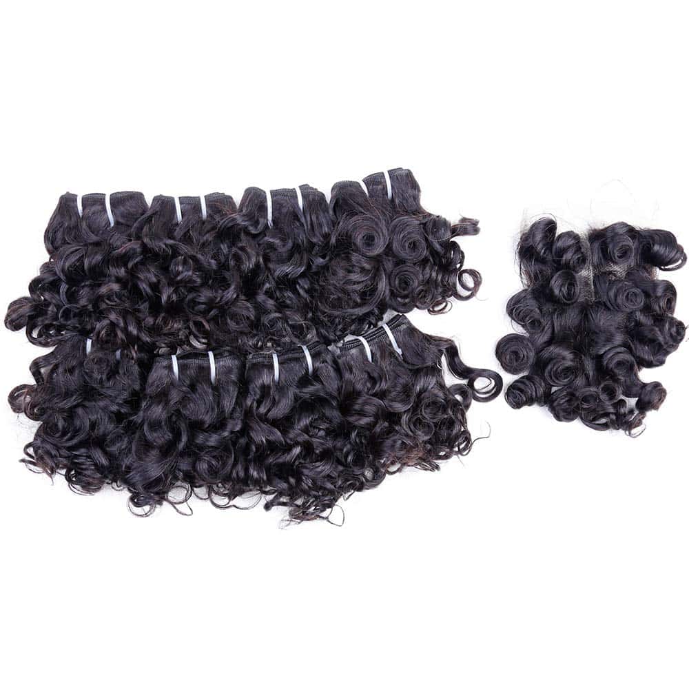 Paquetes de Pelo Rizado Peruano Corto Bob con Cierre 10A - Imagen 4