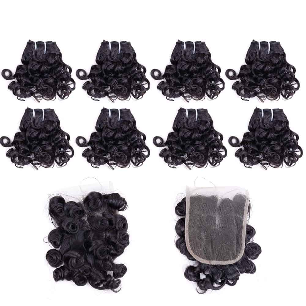 Paquetes de Pelo Rizado Peruano Corto Bob con Cierre 10A - Imagen 3