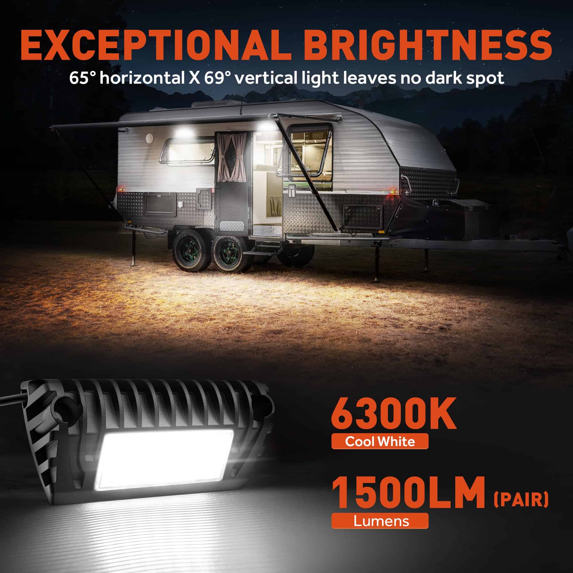 Luz LED para Porche de RV SnowyFox Luz Exterior de Aluminio - Imagen 3