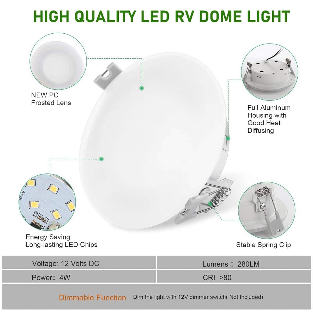 Luz de techo empotrada LED para RV KICORED 4.5 pulgadas - Imagen 3