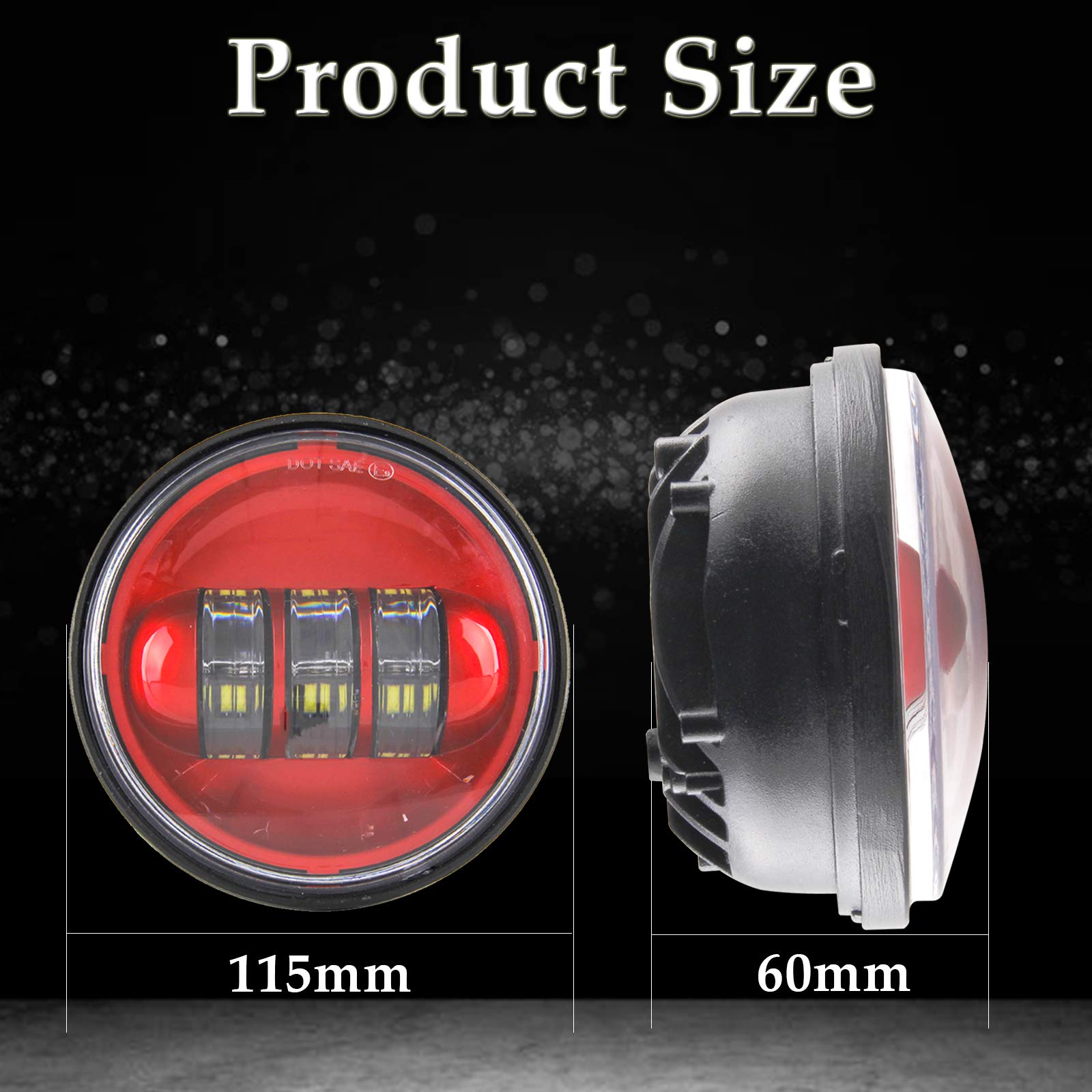 1 Par de Luces de Niebla Rojas de 4.5 Pulgadas con Luz de - Imagen 3