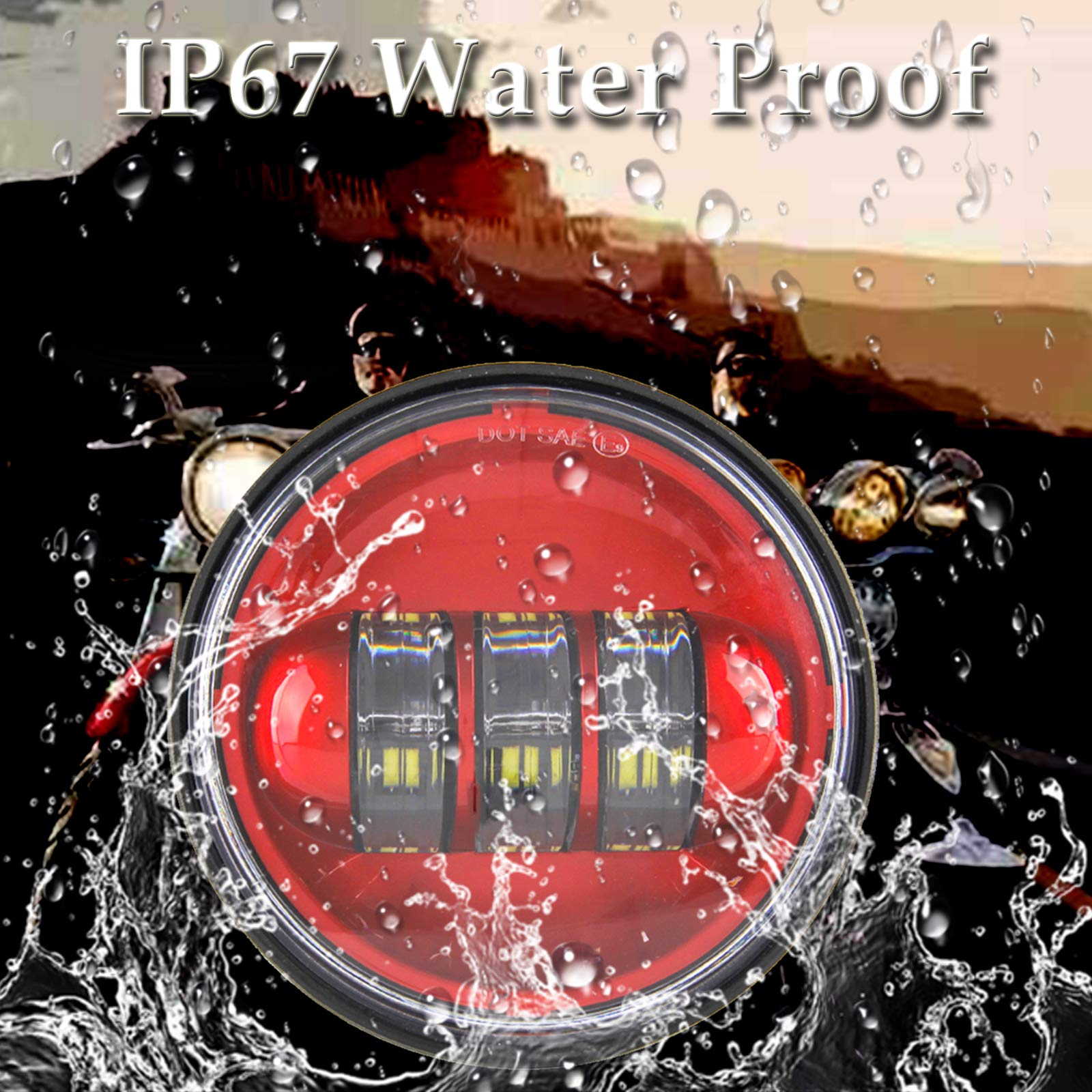 1 Par de Luces de Niebla Rojas de 4.5 Pulgadas con Luz de - Imagen 4