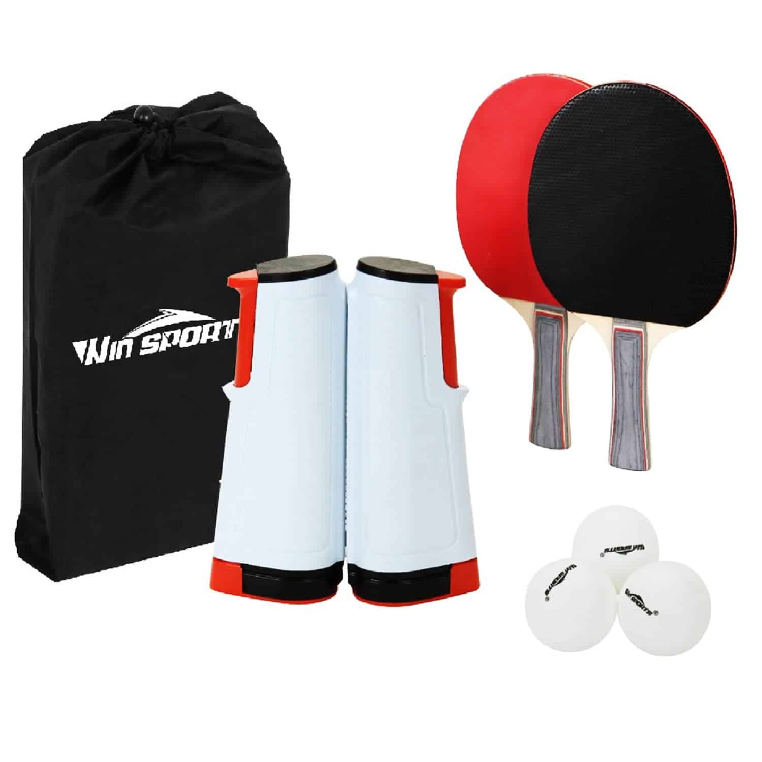 Set de raquetas de ping pong Win SPORTS con red retráctil,