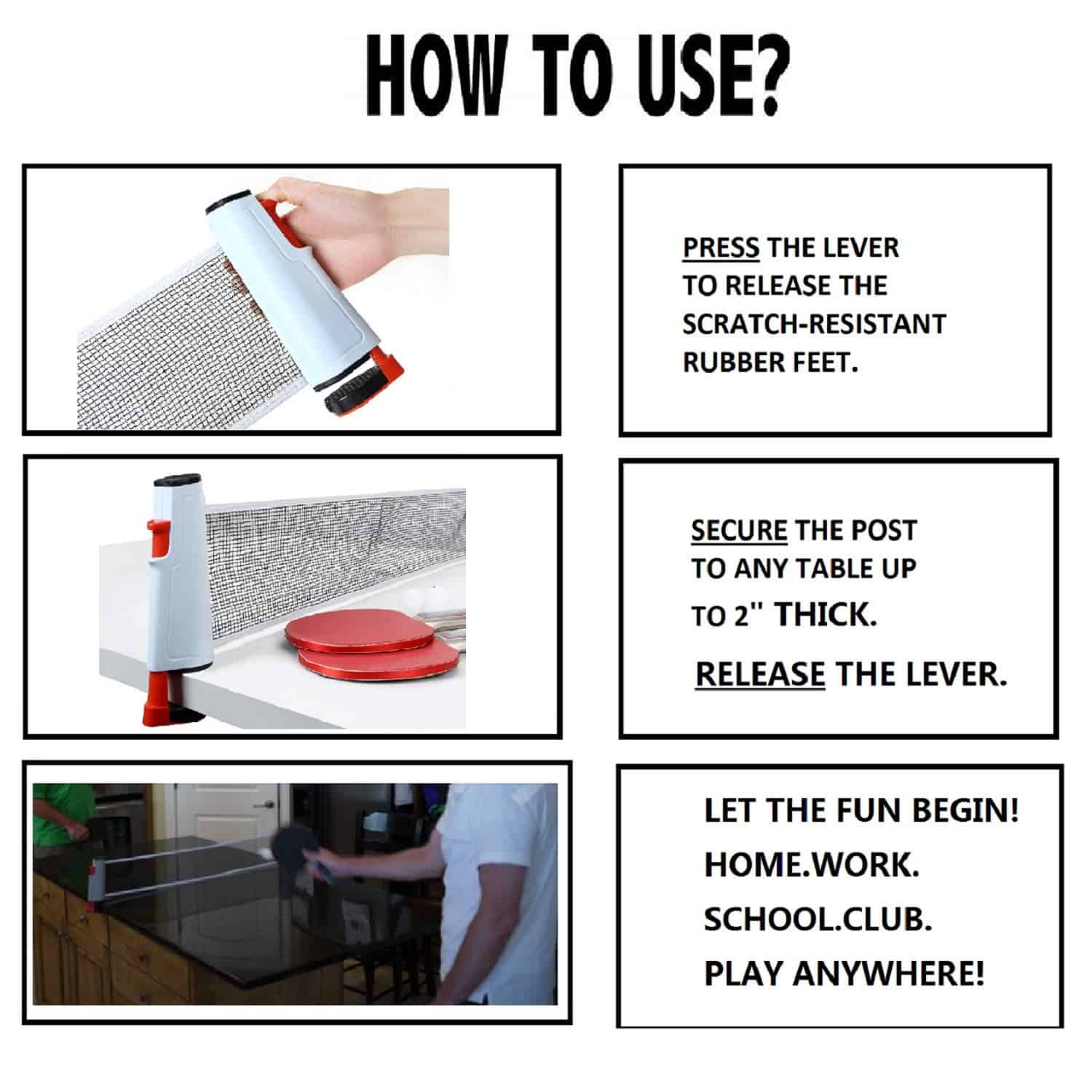 Set de raquetas de ping pong Win SPORTS con red retráctil, - Imagen 3