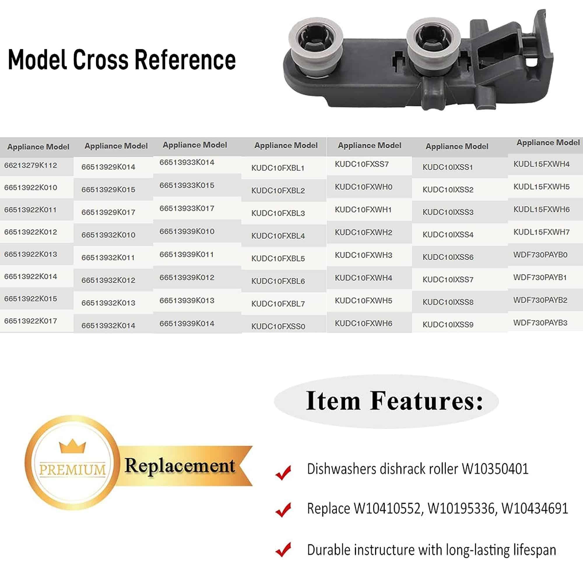 Rueda del rodillo de la rejilla superior del lavaplatos - Imagen 6