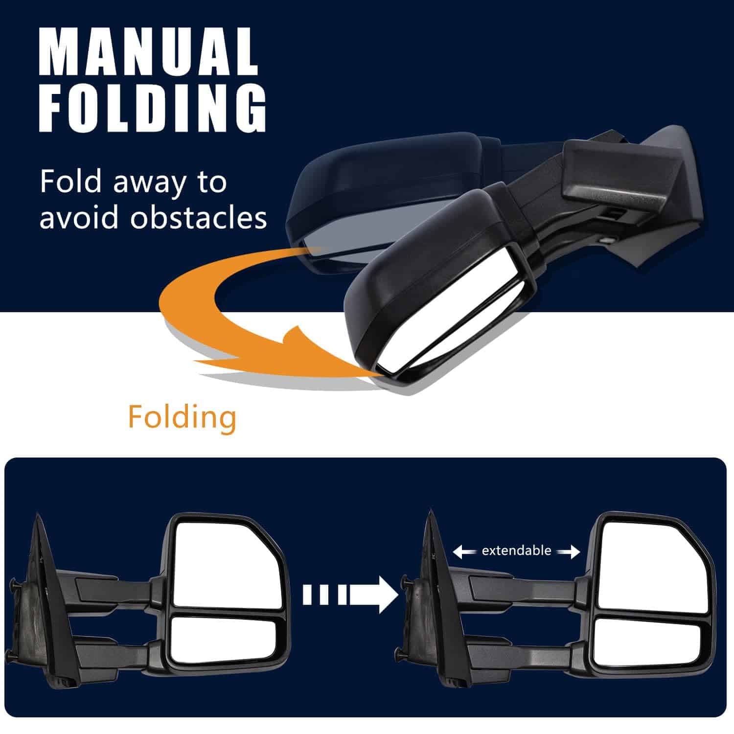 Espejo de remolque AERDM Nuevo Par con Carcasa Negra para - Imagen 7