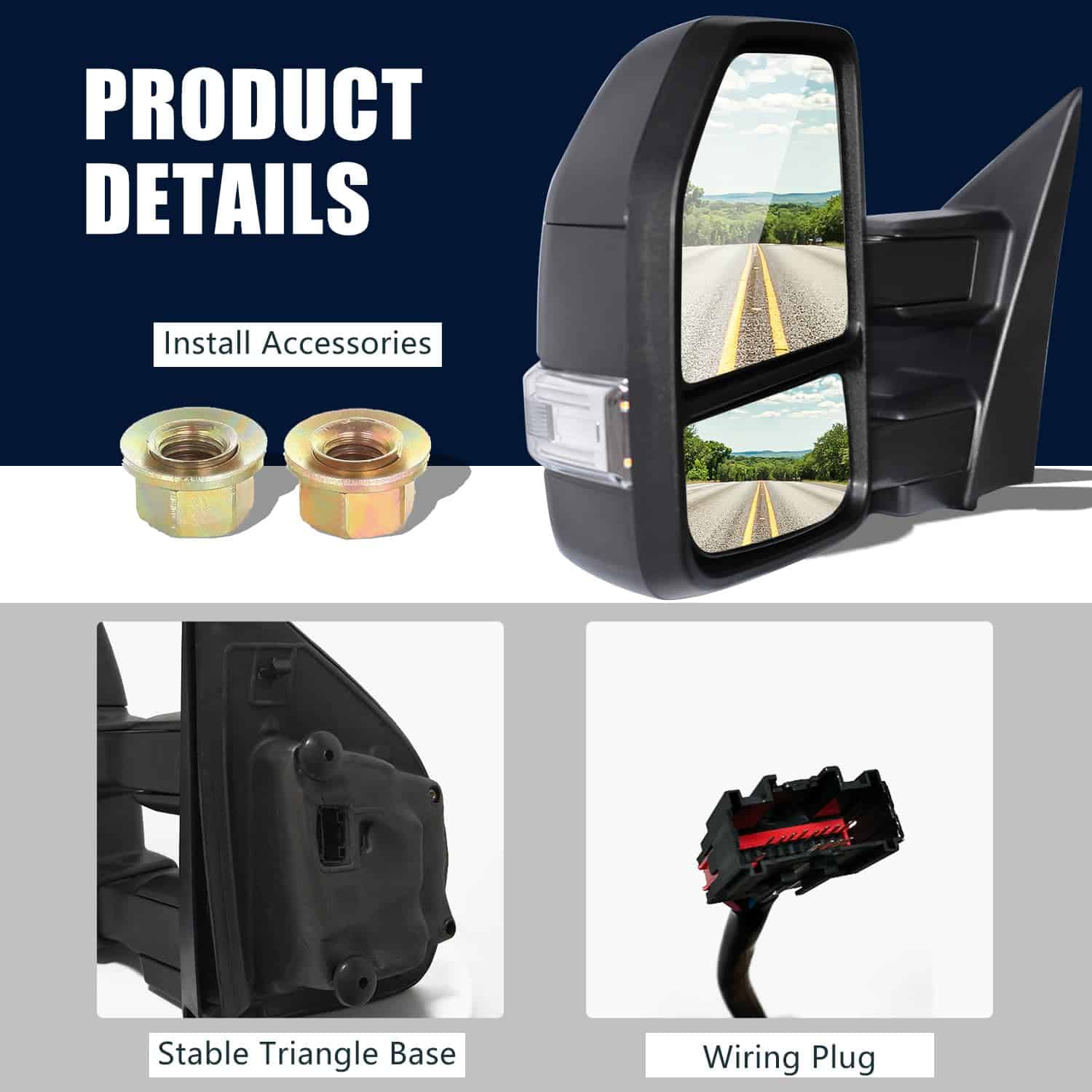 Espejo de remolque AERDM Nuevo Par con Carcasa Negra para - Imagen 8