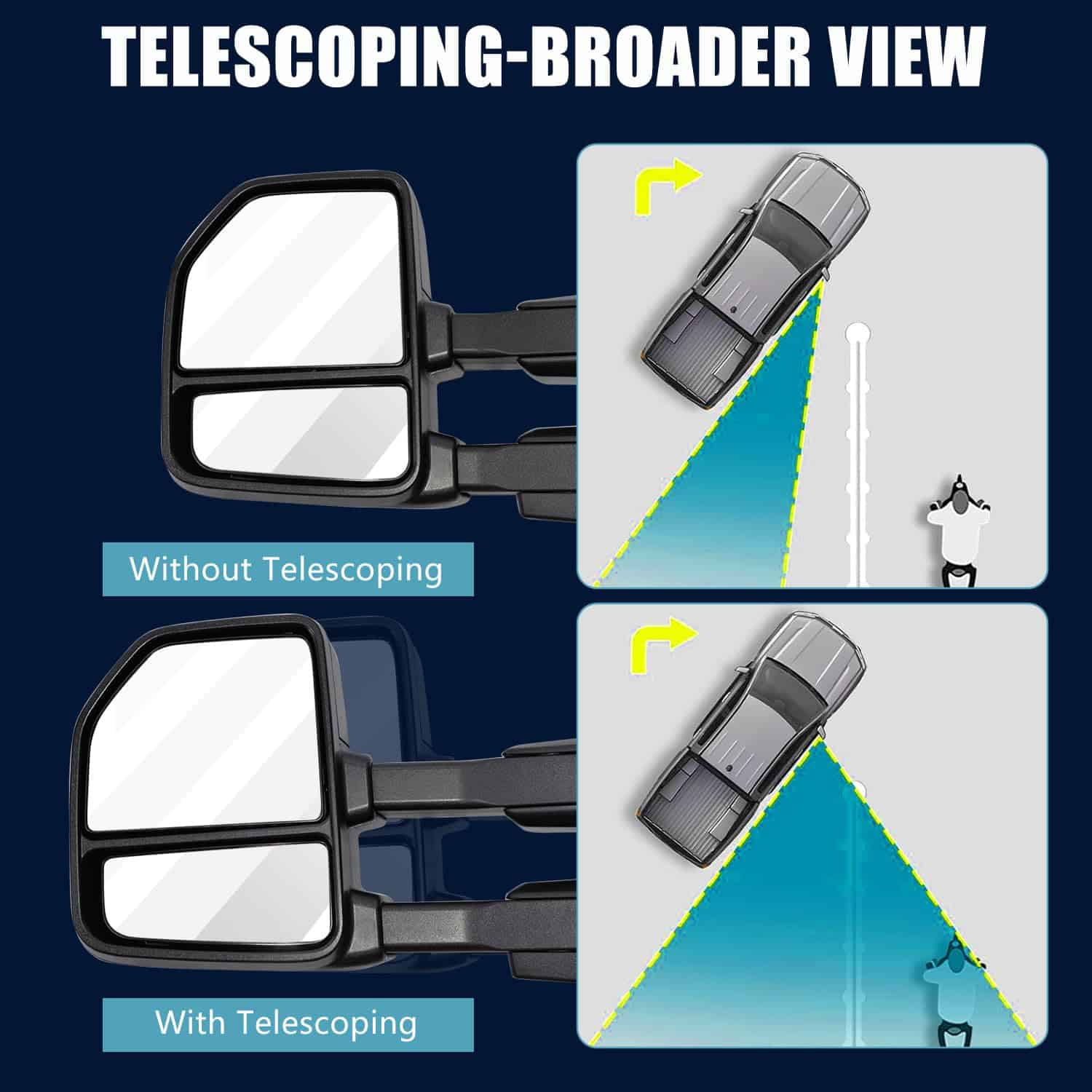 Espejo de remolque AERDM Nuevo Par con Carcasa Negra para - Imagen 6