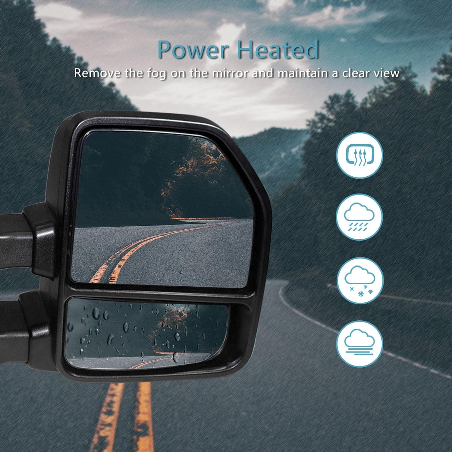 Espejo de remolque AERDM Nuevo Par con Carcasa Negra para - Imagen 5