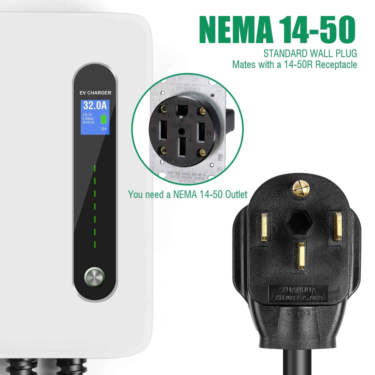 Cargador de EV de 32A 7.68KW Nivel 2 LEFANEV, Estación - Imagen 4