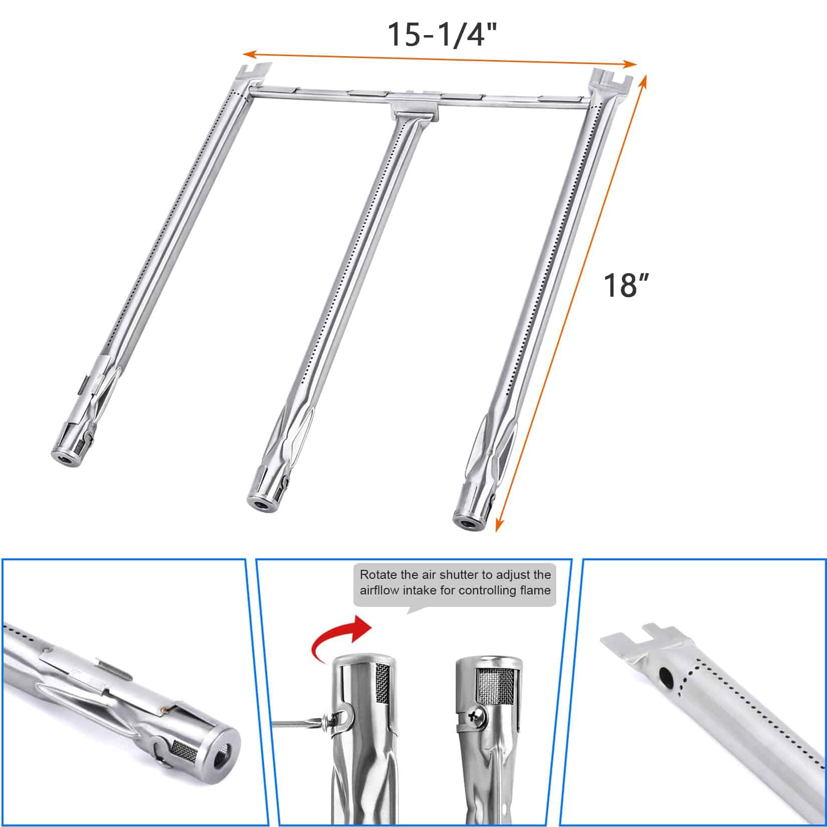 Juego de barras flavorizer de 15.3 pulgadas y tubo quemador - Imagen 3