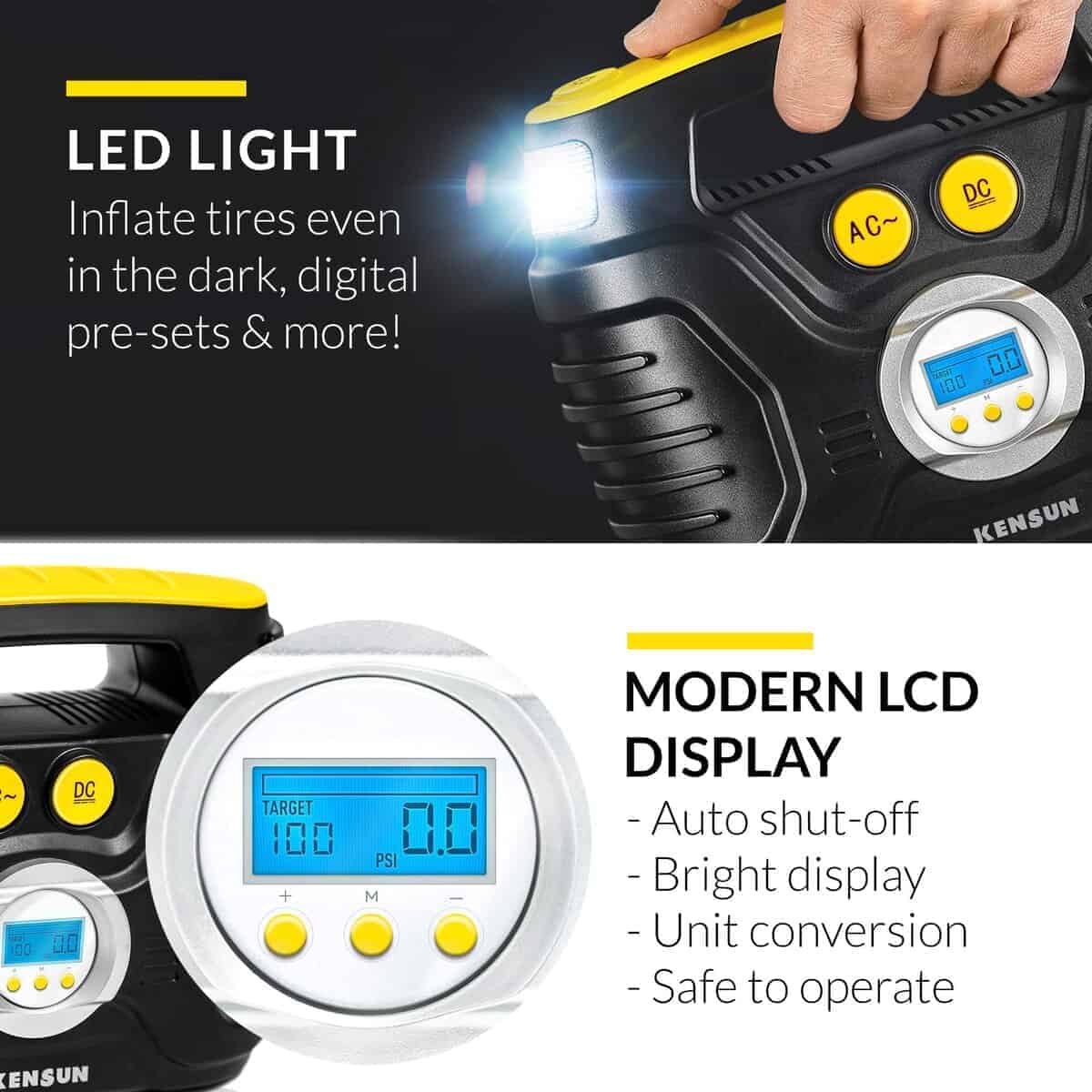 Inflador de neumáticos Kensun AC/DC para automóviles 12V DC - Imagen 6