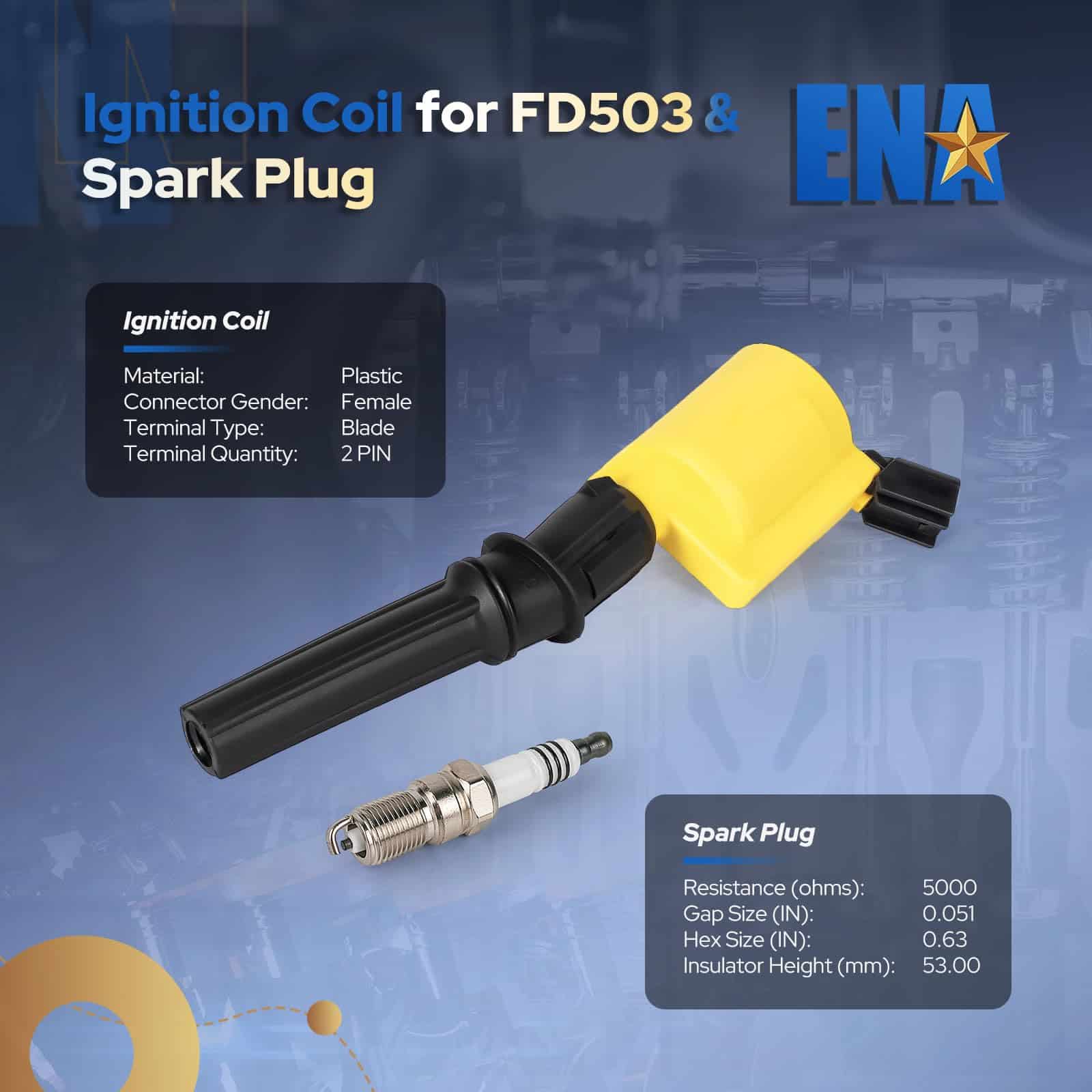 Paquete de Bobina de Encendido Amarilla ENA 8 y Bujía - Imagen 3