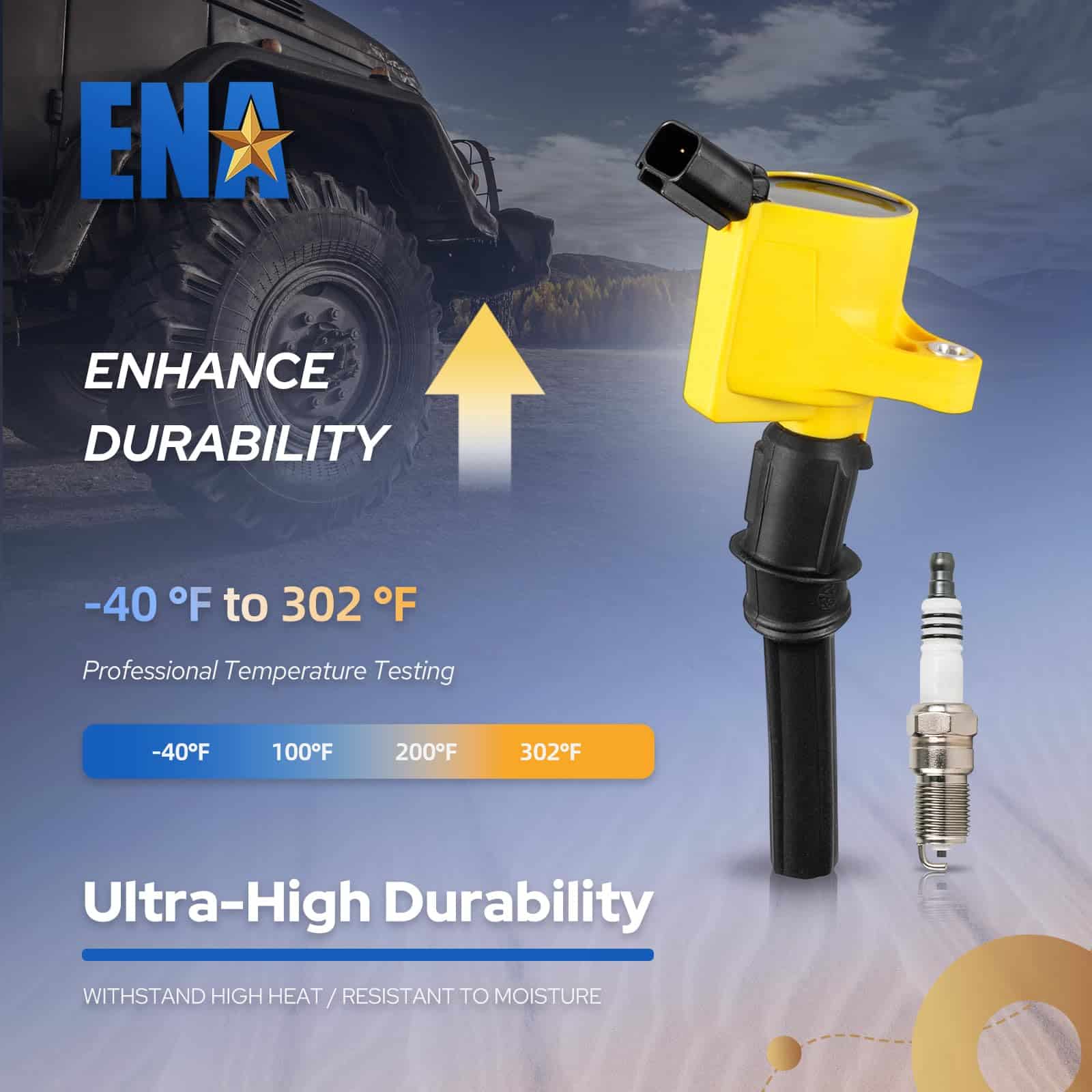 Paquete de Bobina de Encendido Amarilla ENA 8 y Bujía - Imagen 4