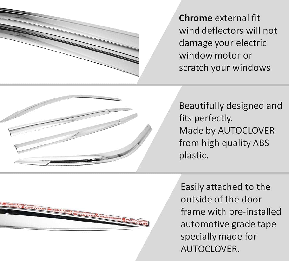 AUTOCLOVER Tape-On Rain Guards Window Visors 6 -Cromo 2013-2 - Imagen 6