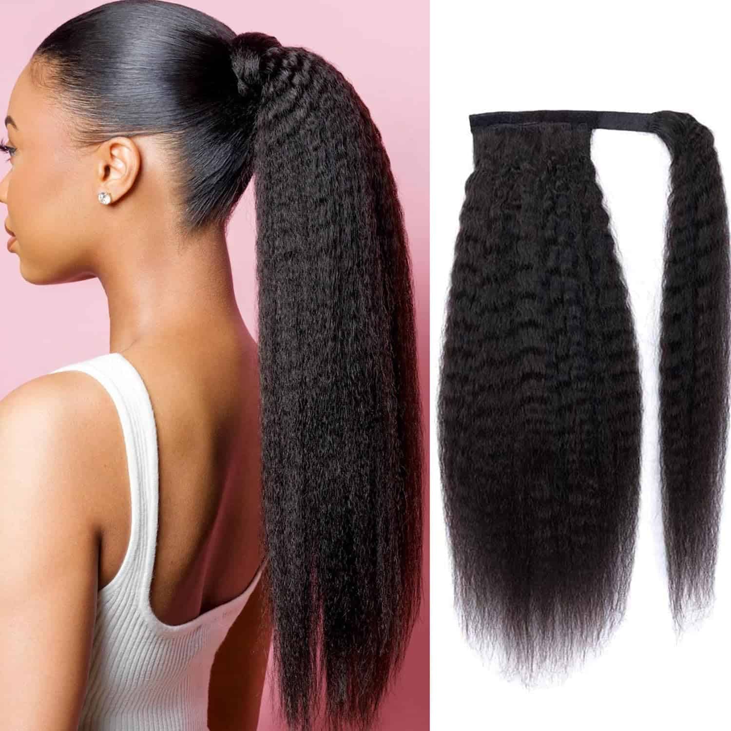 seelaak Cola de Caballo de Pelo Humano Kinky Straight