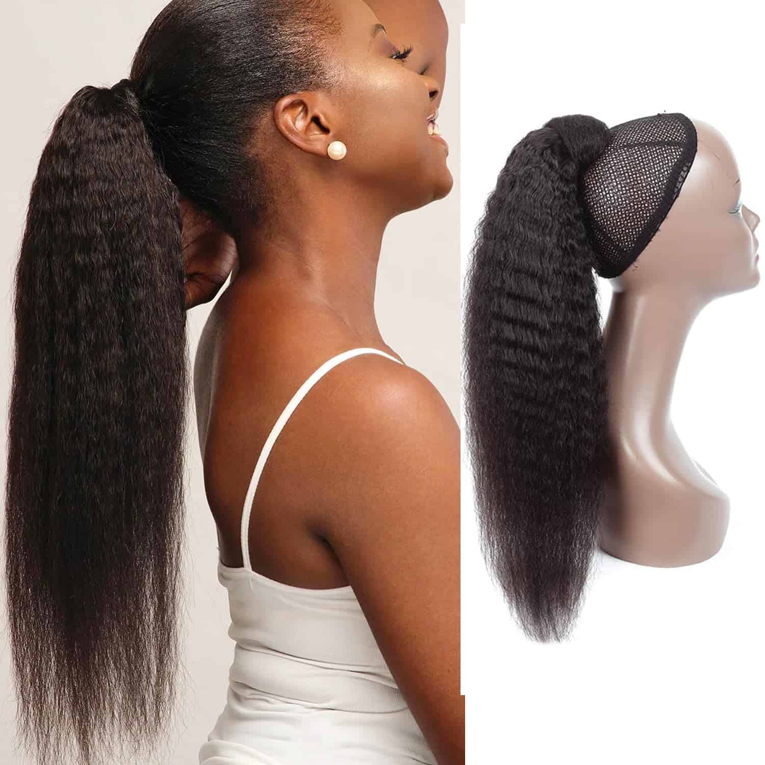 seelaak Cola de Caballo de Pelo Humano Kinky Straight - Imagen 3