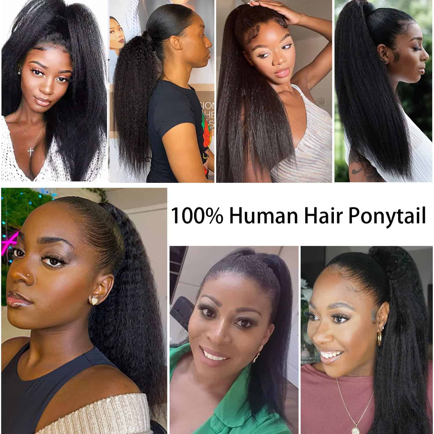 seelaak Cola de Caballo de Pelo Humano Kinky Straight - Imagen 7