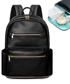 MOMINSIDE Small Diaper Bag Backpack, Mini Mochila de Cuero