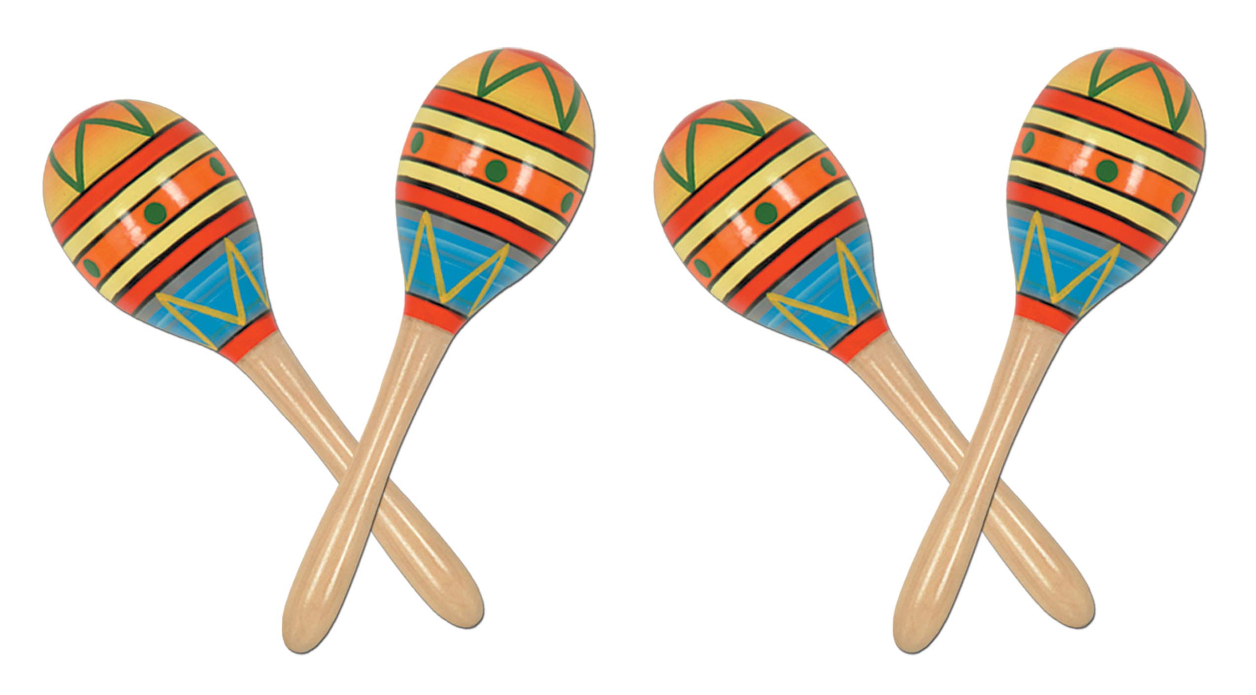 Beistle 4 Piezas de Maracas Mexicanas de Madera Decoradas a
