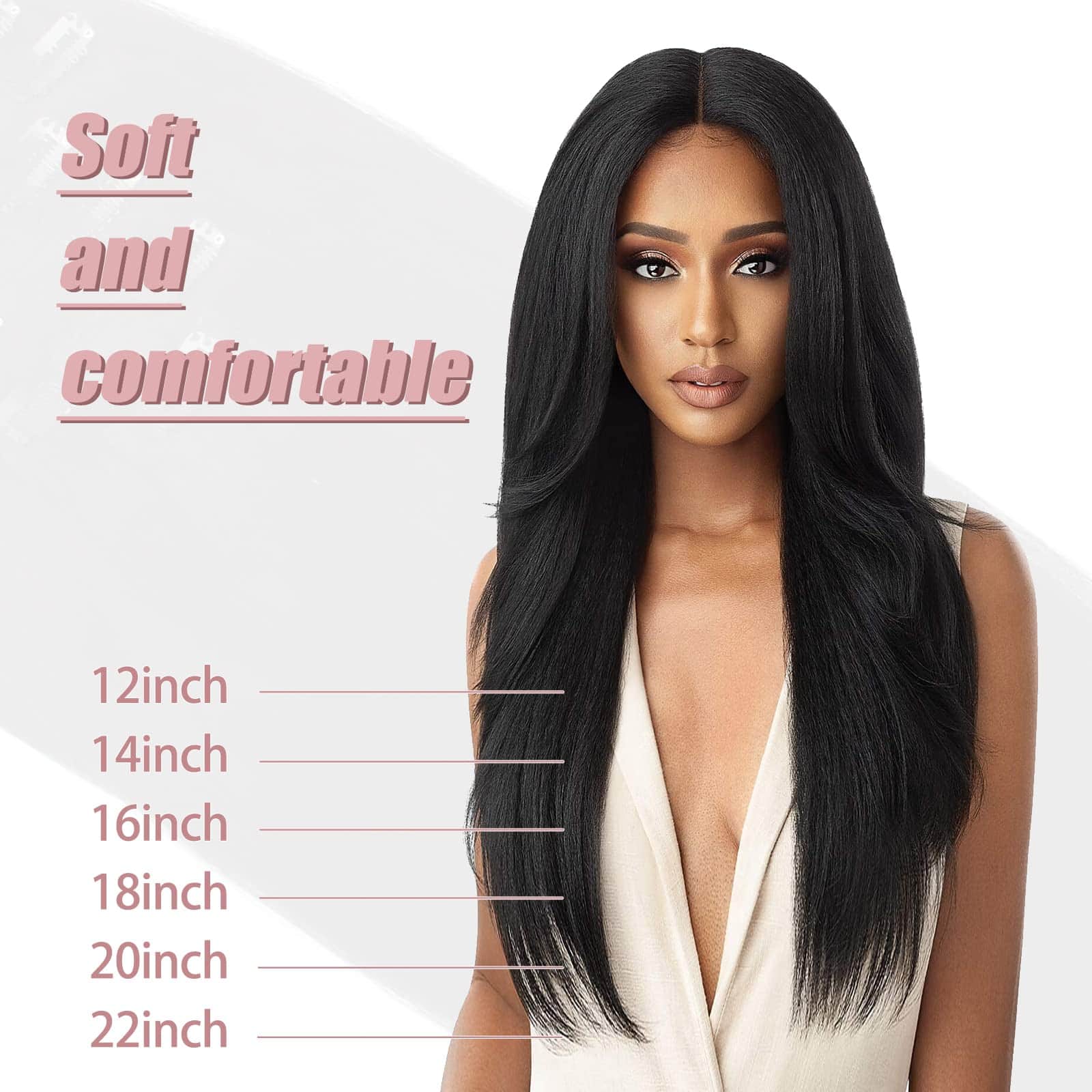 Extensiones de Cabello Clip In Yaki Straight de 12 pulgadas - Imagen 7