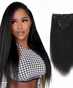 Extensiones de Cabello Clip In Yaki Straight de 12 pulgadas