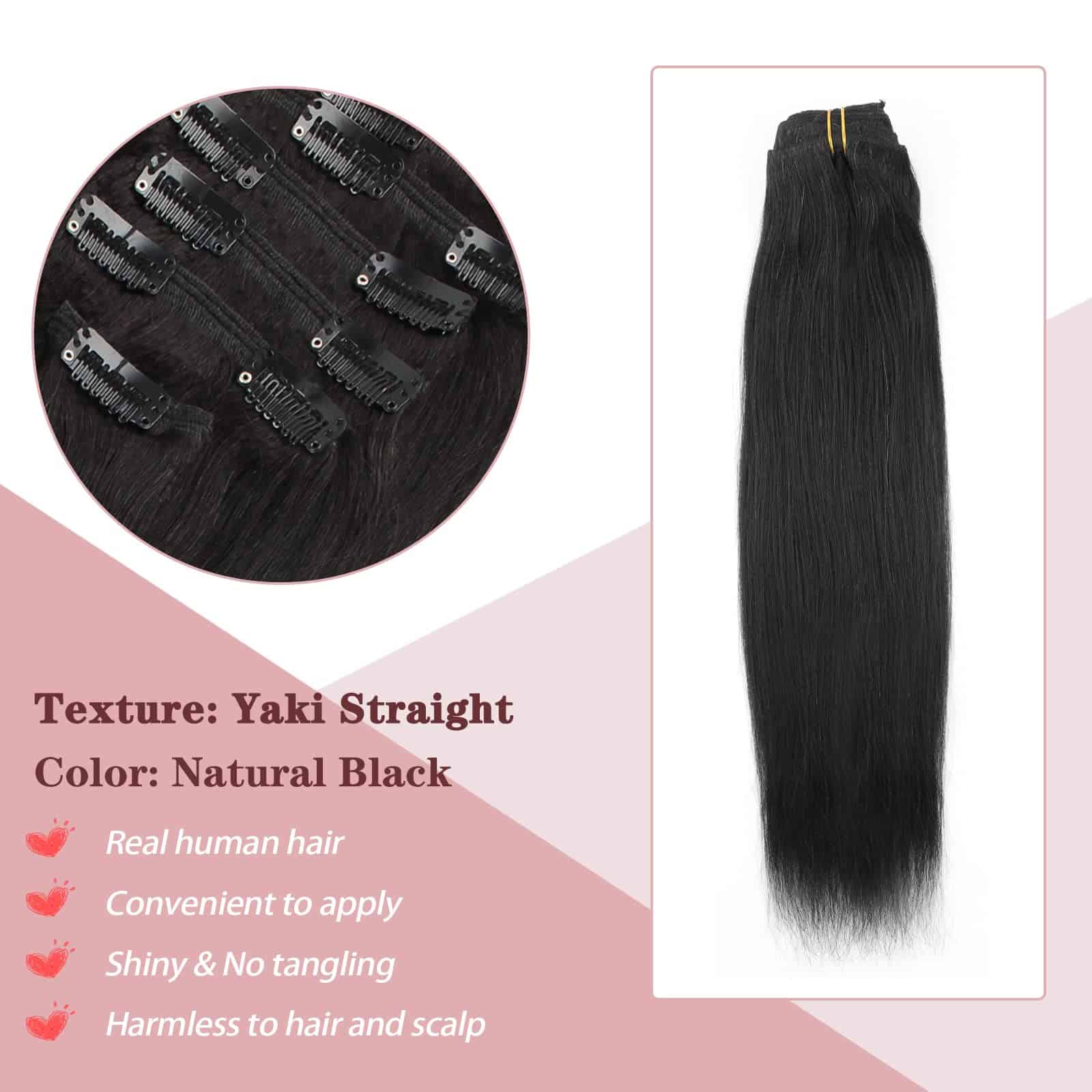 Extensiones de Cabello Clip In Yaki Straight de 12 pulgadas - Imagen 4
