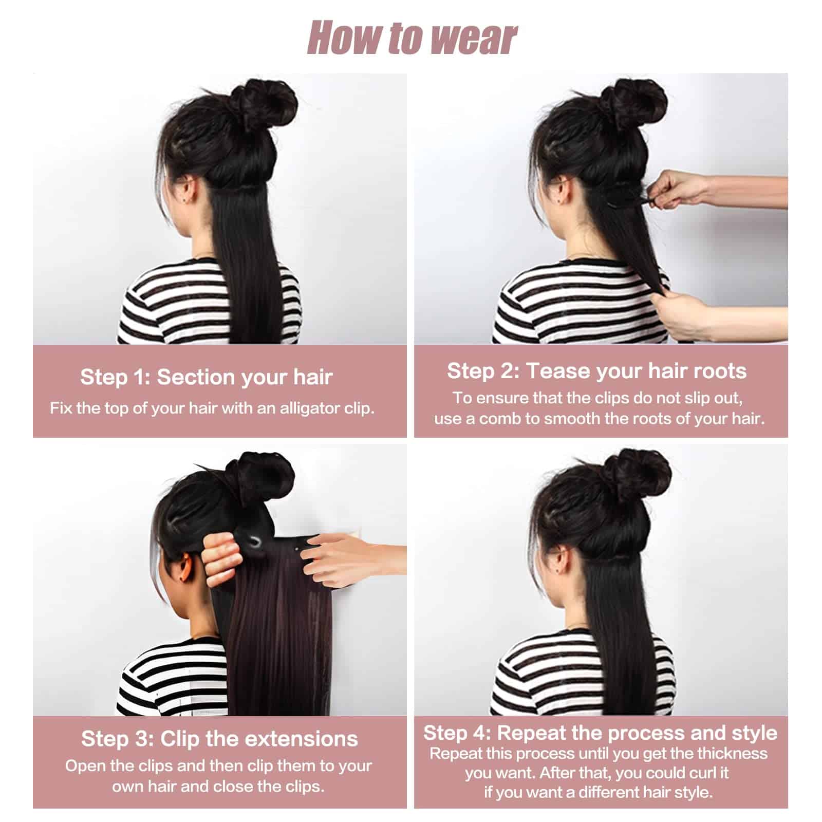 Extensiones de Cabello Clip In Yaki Straight de 12 pulgadas - Imagen 8