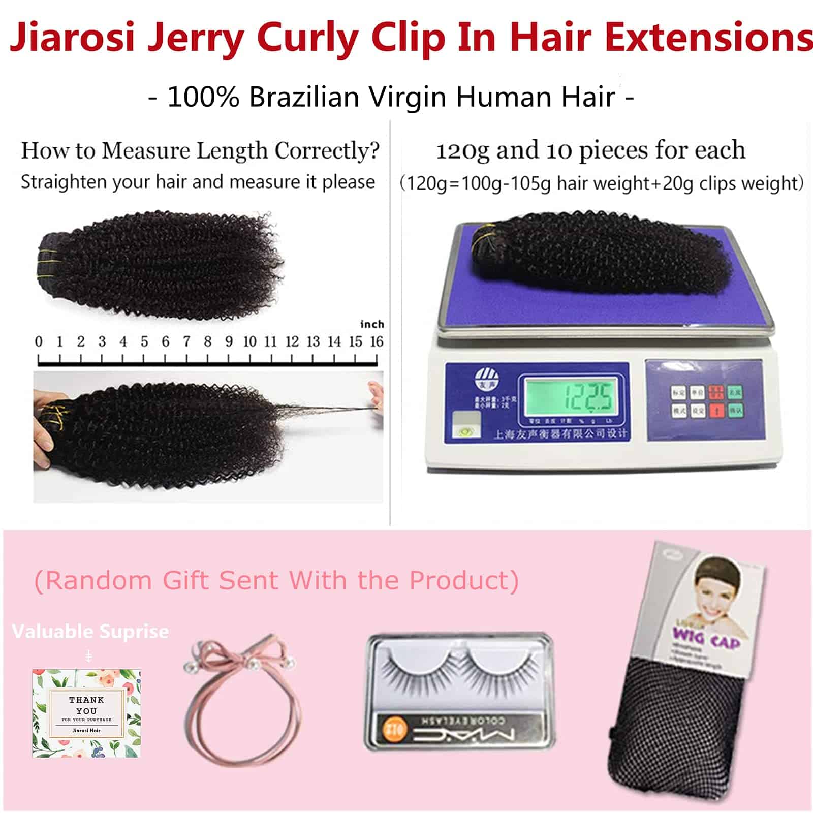 Extensiones de Cabello Clip en Rizado Jerry Curly Jiarosi - Imagen 8