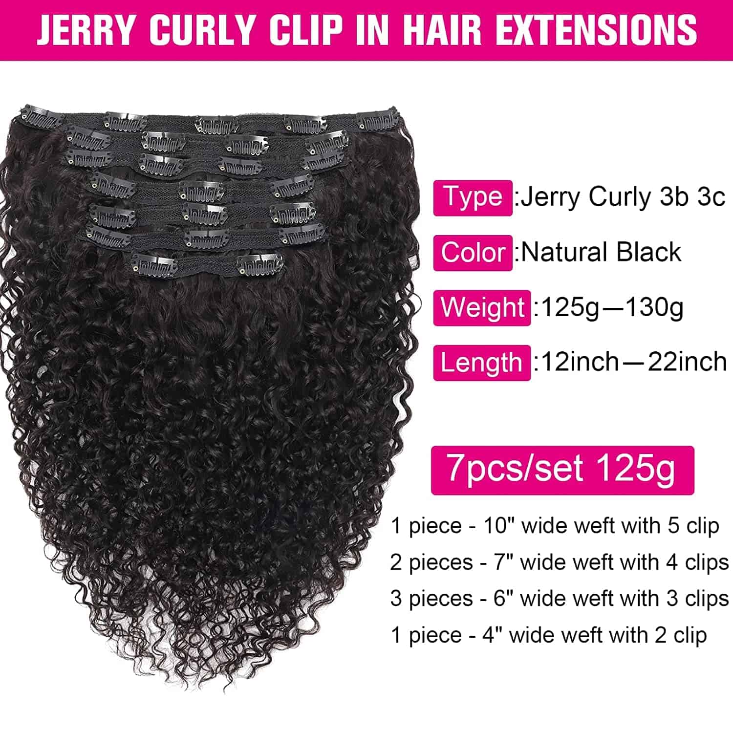 Extensiones de Cabello Clip en Rizado Jerry Curly Jiarosi - Imagen 3