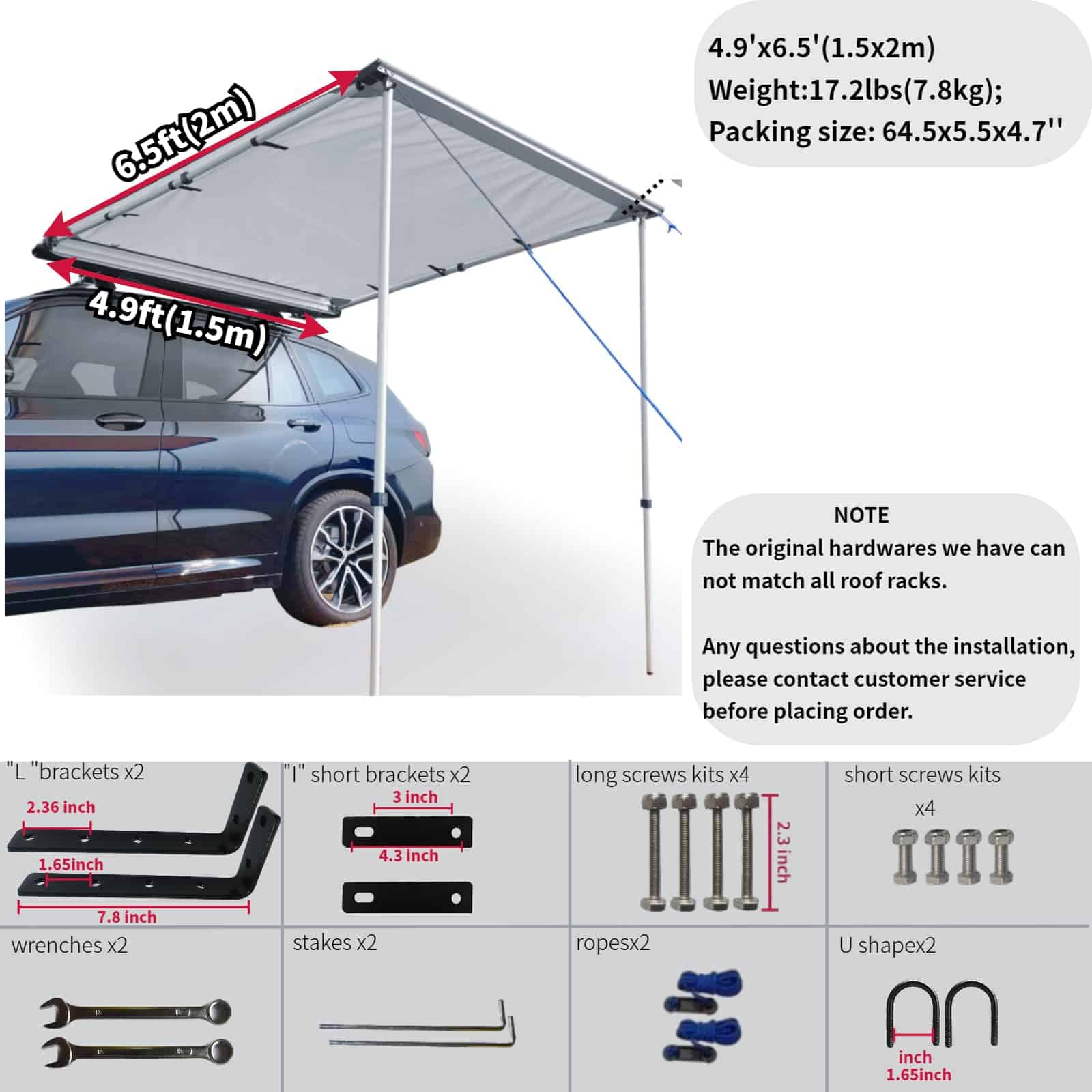 Toldo para coche DANCHEL OUTDOOR, Toldo desplegable para - Imagen 7