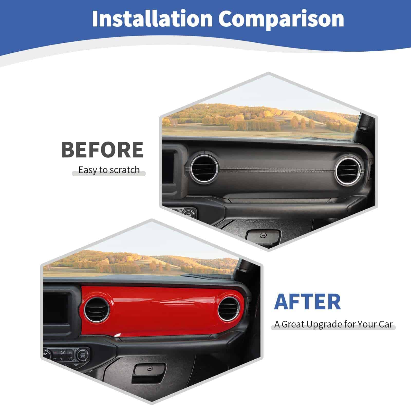 RT-TCZ for Wrangler JL Dash Trim Cover Rojo, Marco de - Imagen 3